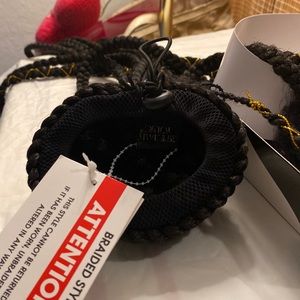 Braided ponytail with gold string